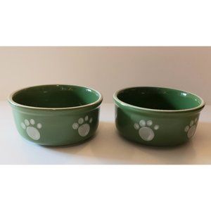 Gibson Green & White Ceramic Pet Paw & Bone Bowls